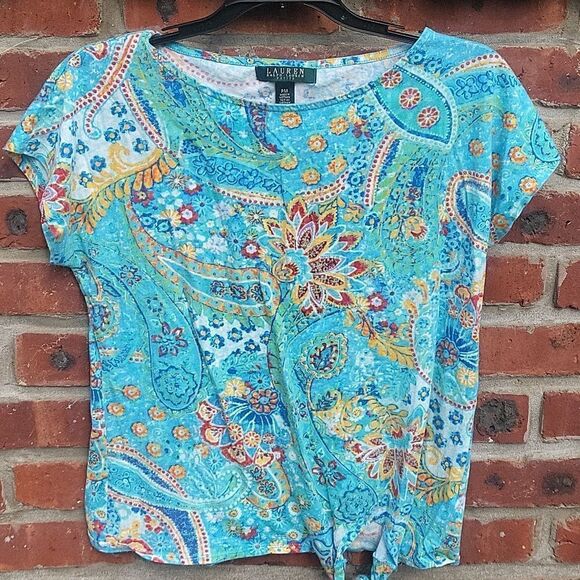 Lauren Ralph Lauren Tops - Rl front tie colorful tee